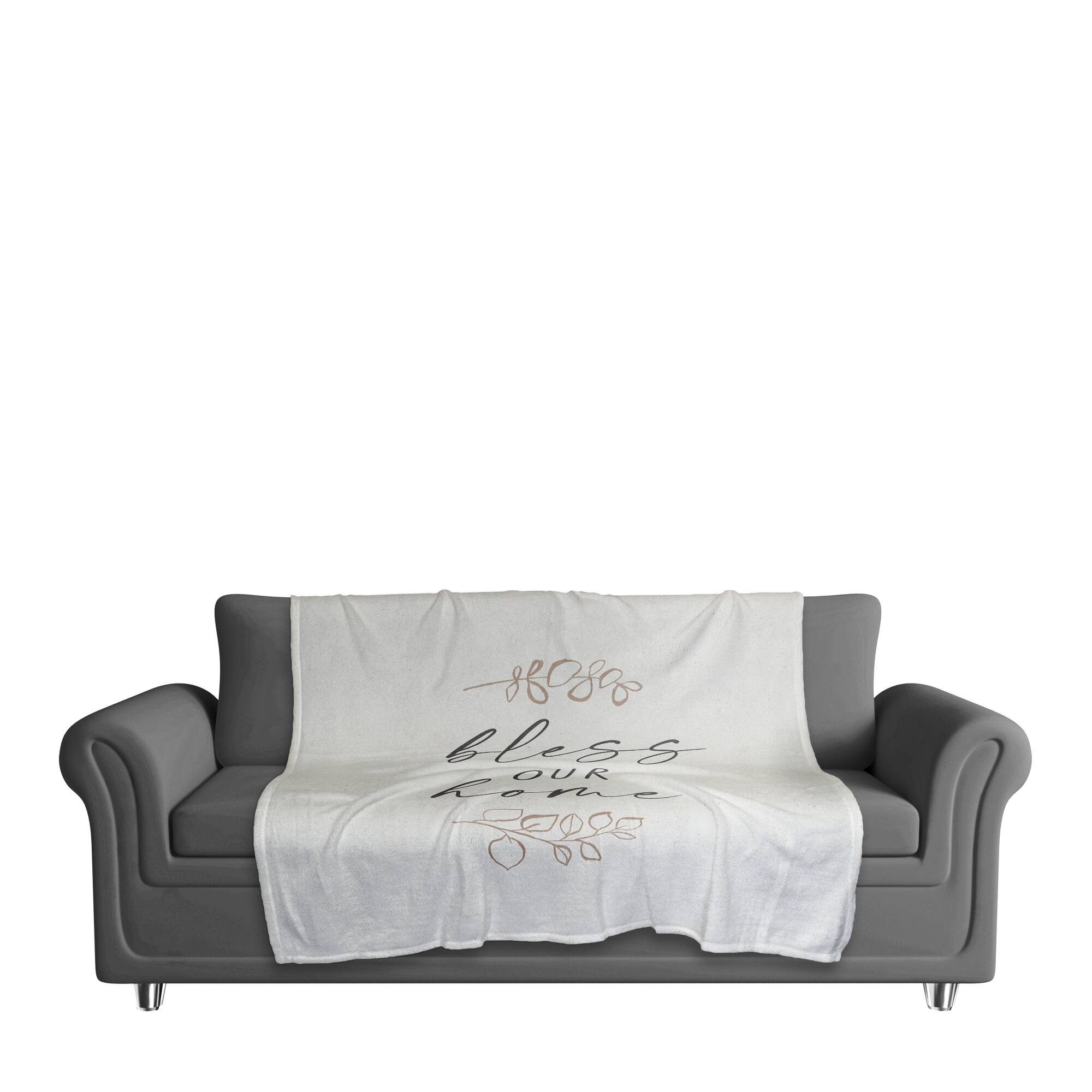 50" x 60" Bless This Home Leaf Coral Fleece Blanket